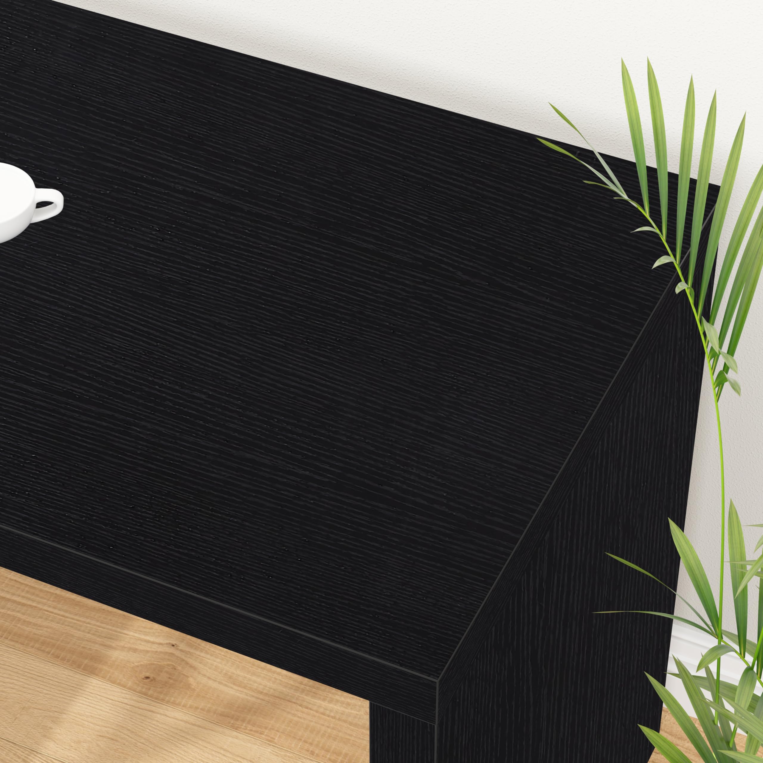 HSH Black L Shaped Computer Desk, Corner Desk with Storage Cabinet Shelves, Reversible Industrial Wood Executive Workstation, L-Shaped Home Office Table for Work Study Writing Gaming, 55 Inch