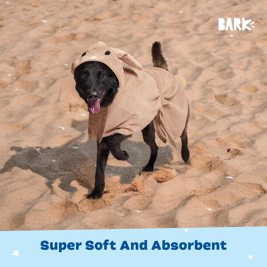 Barkbox Dog Bathrobe Fast Drying with Hook and Loop Closure & Wrap Tie Snuggle, Cute Dogs Clothes, Easy to Clean, Machine Washable, Dog Coats and Tumble Dry Low - Bunny, Medium