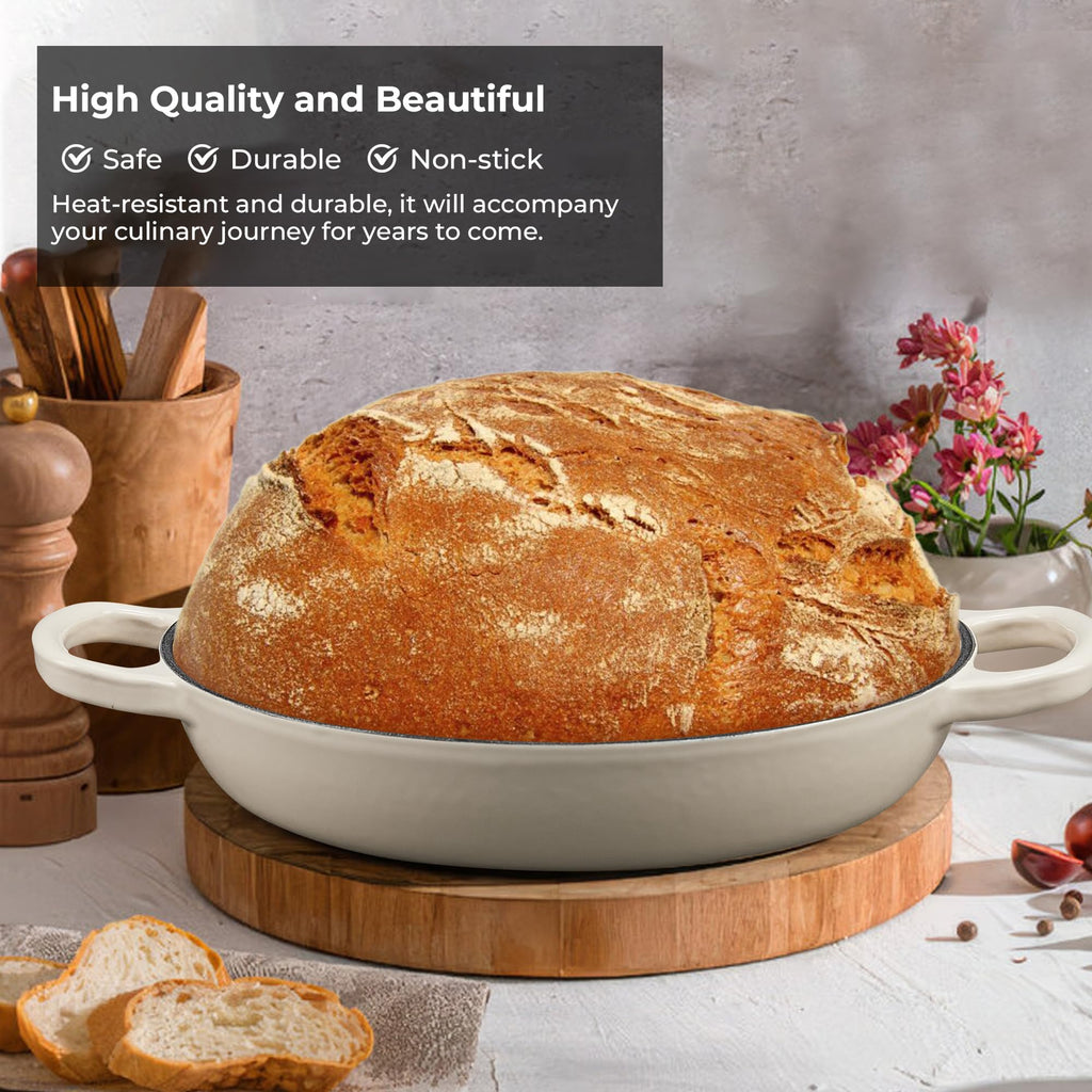 Cast Iron Bread Oven for Sourdough, 6Qt Bread Baking Pan with Lid, Enameled Sourdough Dutch Oven for Bread Baking, Oven Safe up to 482℉, Green