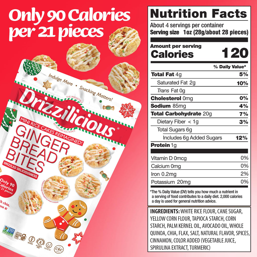 Drizzilicious Mini Flavored Rice Cakes - Rice Crisps, Healthy Snack for Adults and Kids, Vegan, Gluten Free Snack, 90 Calories Per 21 Pieces, S'mores & Cinnamon Swirl - 4 oz (Pack of 6)