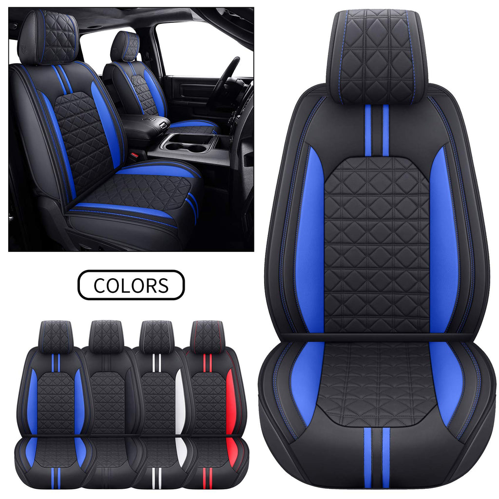 YIERTAI Dodge RAM Seat Covers Fit for 2009-2023 2024 2025 2026 1500/2500/3500HD Pickup Front Seats Only Crew Double Cab Quad Cab Waterproof Leather Seat Covers(2 PCS Front only/Black)