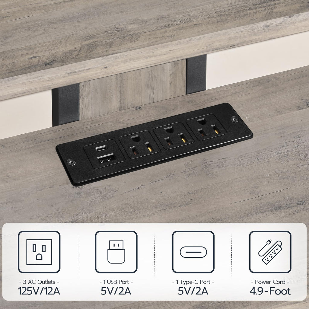 HOOBRO Game Console Shelf, 4-Tier Video Gaming Consoles Stand with Outlet & RGB Light, Audio Rack Tower for Turntable, Stereo Equipment, Wooden Entertainment Storage Stand, Black BB38UDCJ01