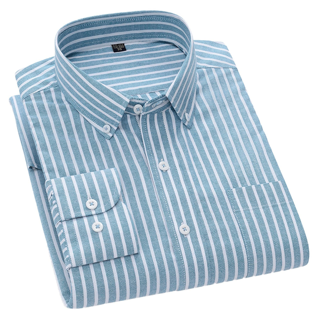 Cromoncent Mens Cotton Oxford Shirt Long Sleeve Button Down Dress Shirts with Pocket