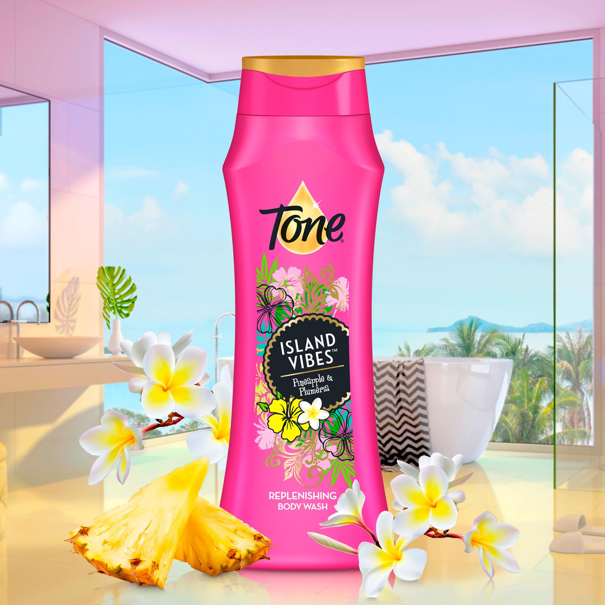 Tone Body Wash, Island Vibes, 16 fl oz (Pack of 6) | Tone Body Wash, Island Vibes Tropical Scent, 16 fl oz, Pack of 6