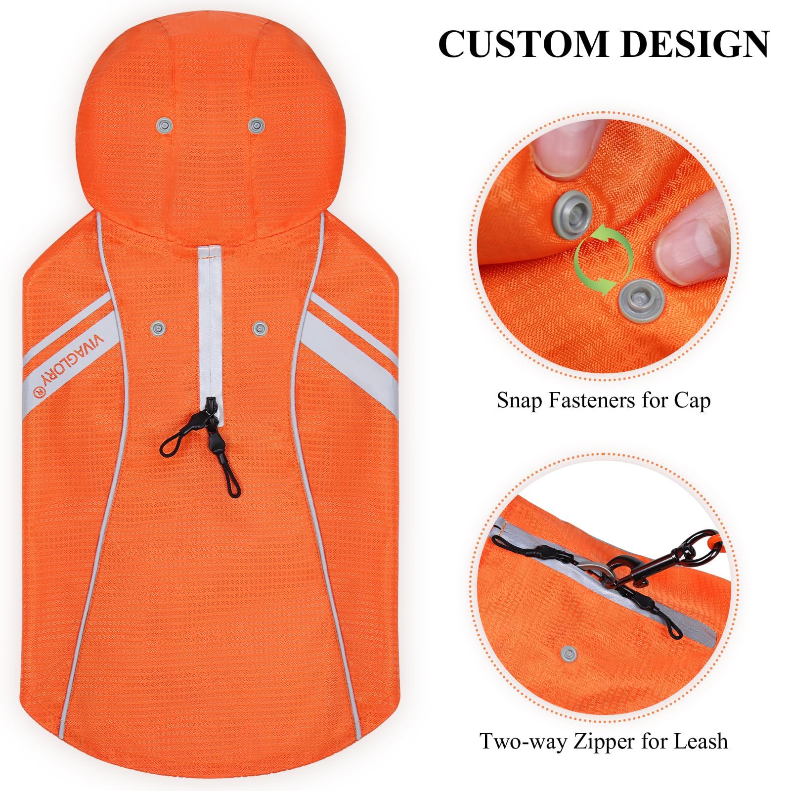 VIVAGLORY Wetoff Dog Raincoat, Rain Coat for Dog All Seasons Adventure, Rain Jacket with Harness Hole & Hood, Reflective Lightweight Waterproof for Doggy & Puppy, XXS, Blue