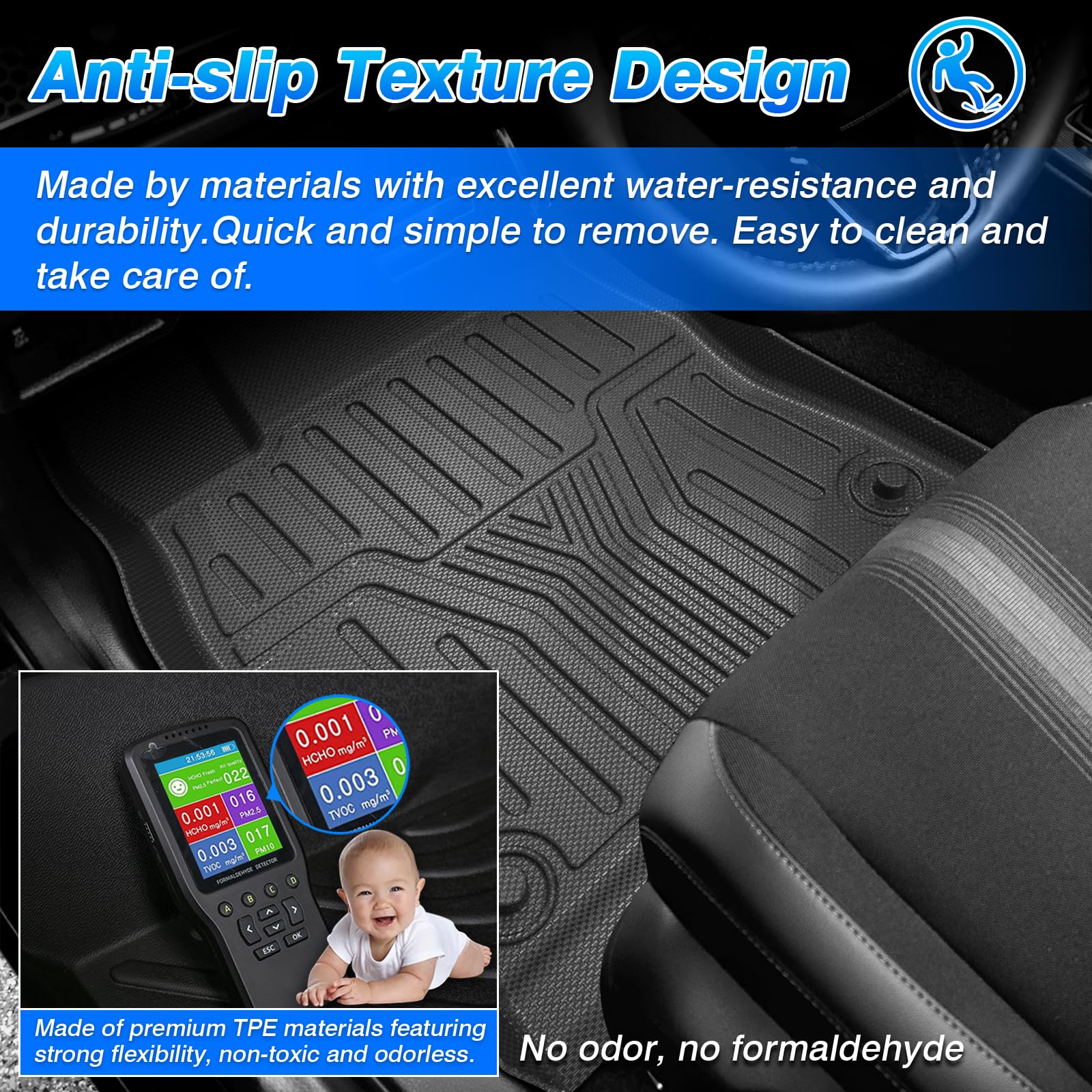 Cartist Floor Mats Compatible with Kia EV6 2022 2023 2024 2025 2026 Accessories All Weather Floor Liner Front & Rear 2 Rows Car Carpet Protection TPE Odorless