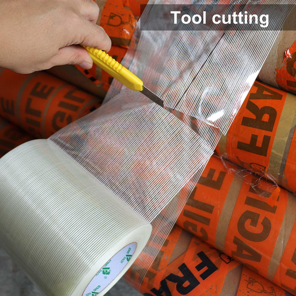 BOMEI PACK Wide Strapping Tape, 4Inch Heavy Duty Reinforced Packing Tape, Fiberglass Filament 60yds 5.5Mil