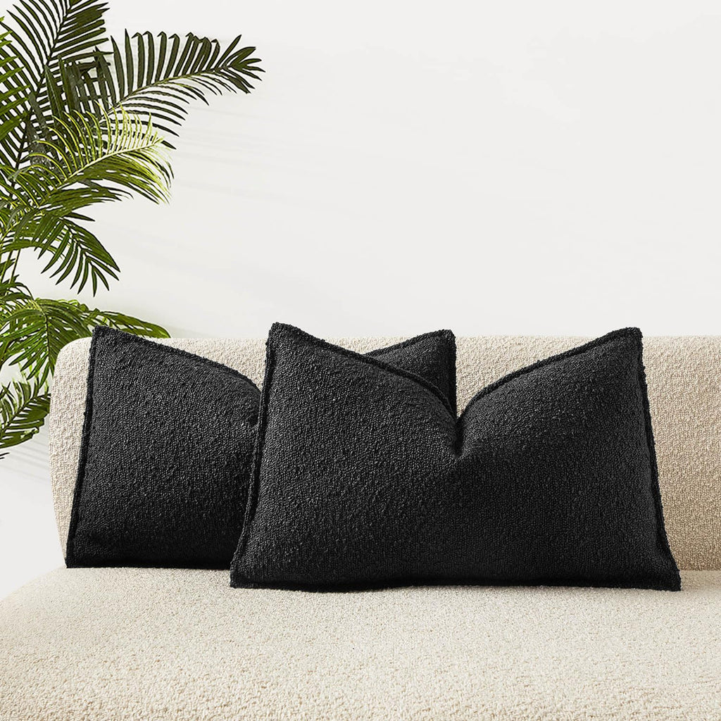 JUSPURBET Pillow Covers Set of 2 Decorative Throw Pillow Covers Case for Couch Sofa Bed Soft Boucle Textured Cushion Covers with Hidden Zipper for Home Decor Living Room 16x16,Beige
