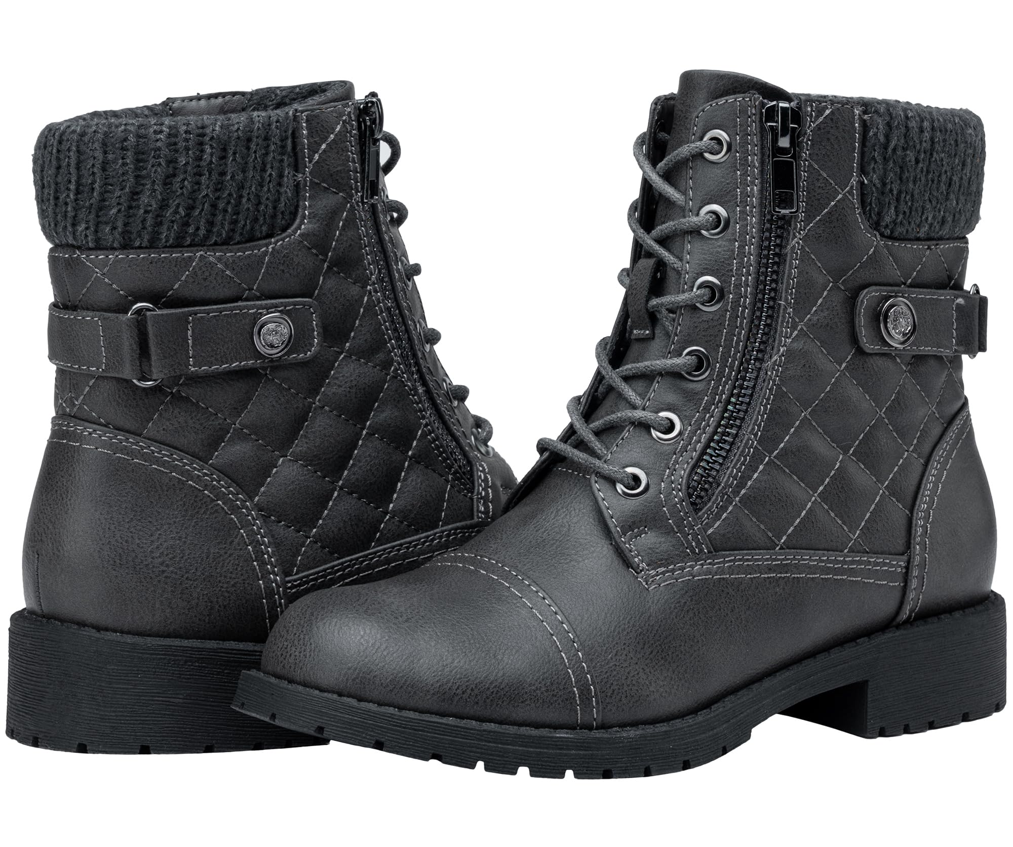 Vepose Women's Combat Ankle Boots Lace up Comfortable Short Booties Low Heel