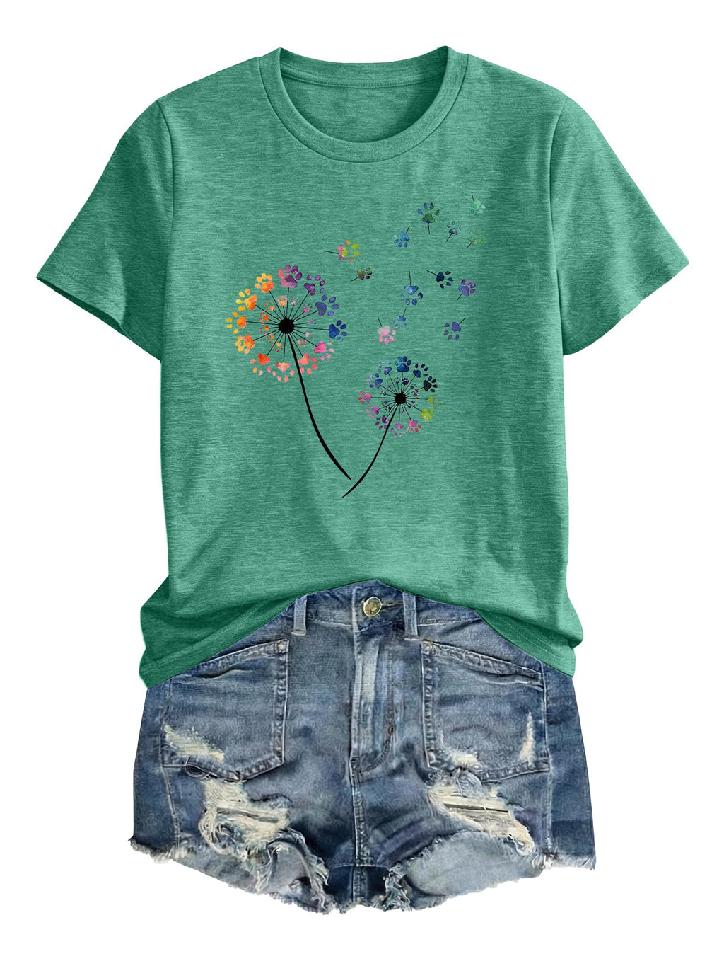 Anbech Womens Dandelion Graphic T-Shirts Teen Girls Cute Sunflower Print Casual Tee Tops