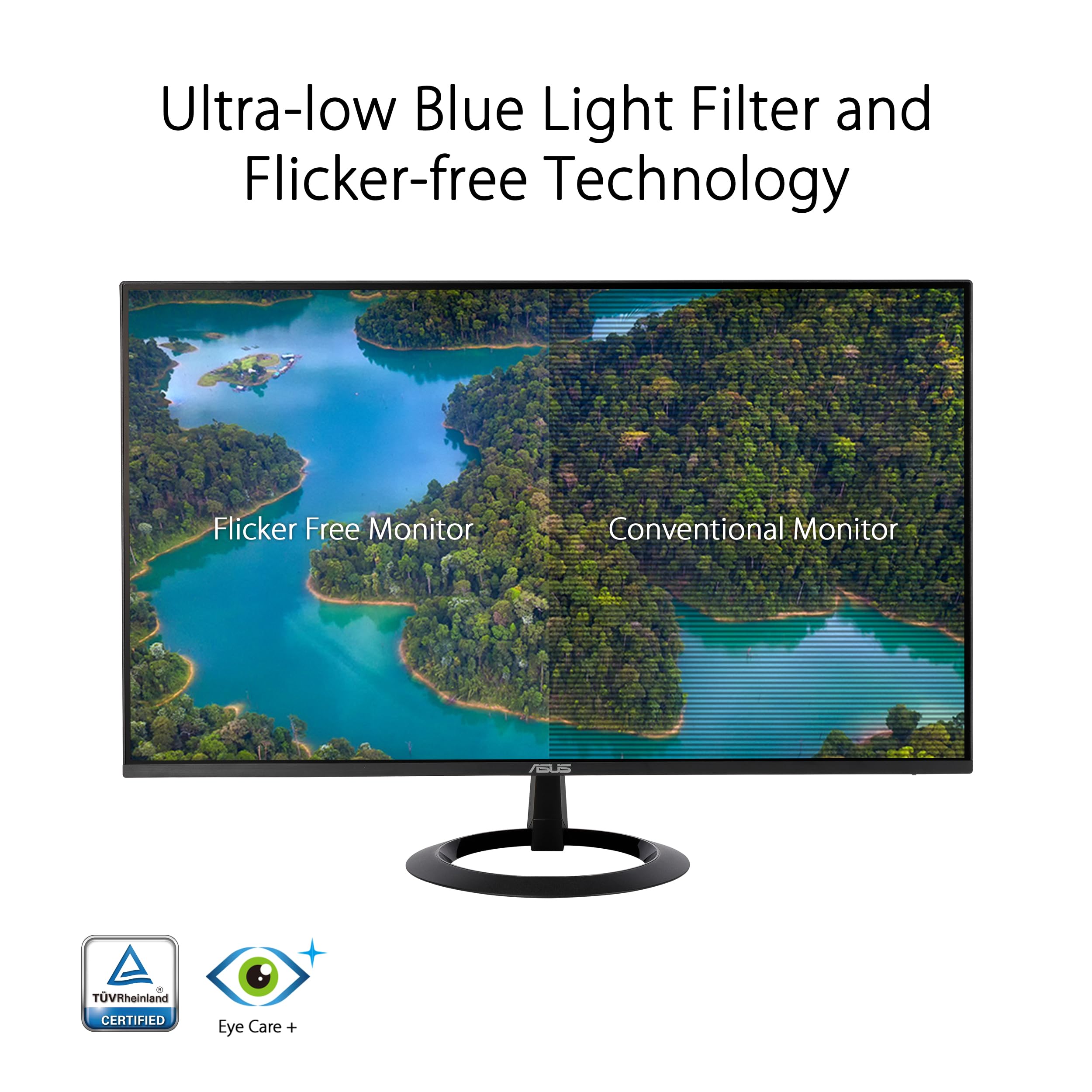 ASUS 22” Eye Care Monitor (VP229QF) – 100Hz, IPS, Full HD, 99% sRGB, Frameless, Adaptive-Sync, DisplayPort, HDMI, Low Blue Light, Flicker Free, Wall Mountable, 3 yr Warranty