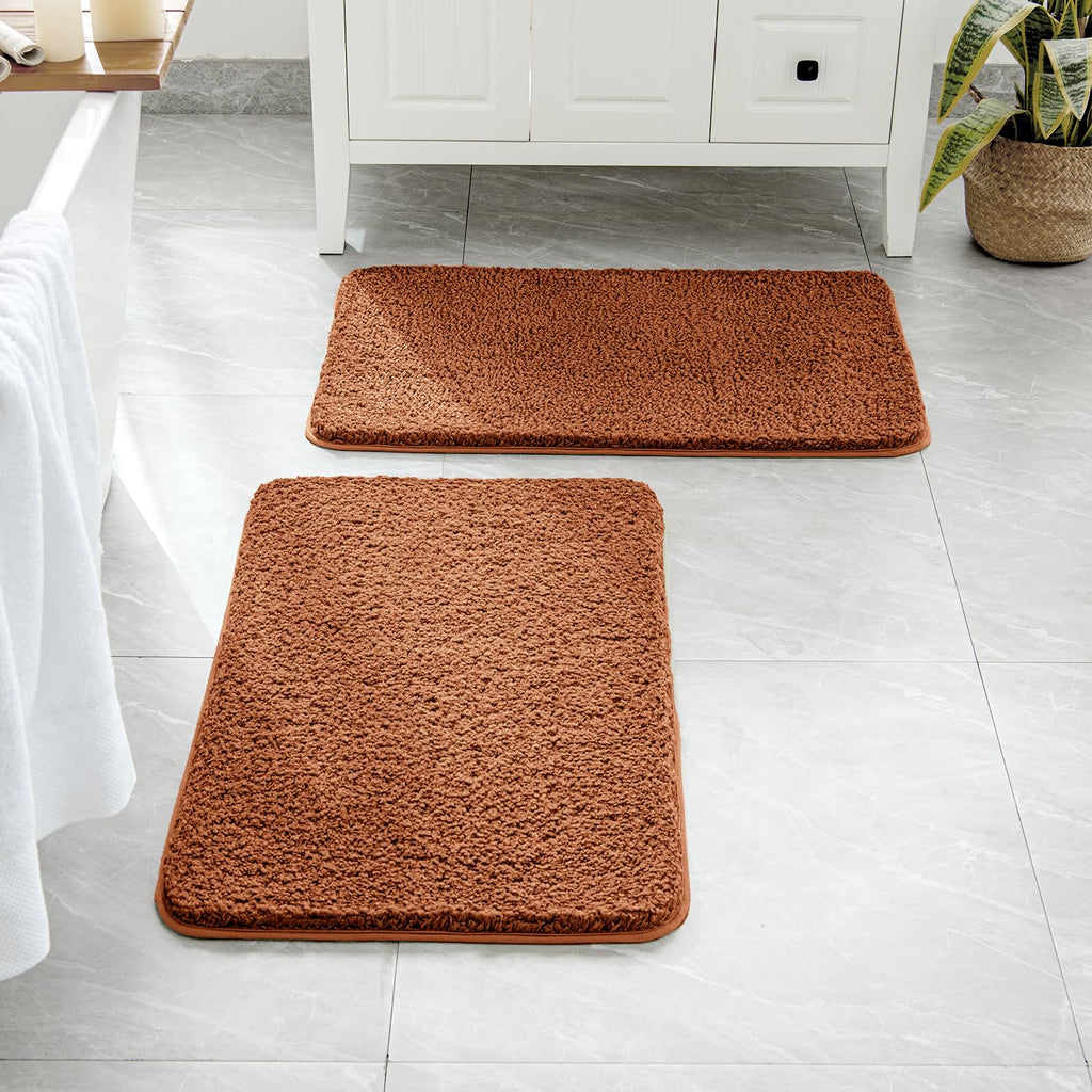 MIULEE Black Bathroom Rugs Set 2 Piece, Small Soft Absorbent Microfiber Bath Mat Set, Non Slip Quick Dry Machine Washable Plush Shaggy Bath Rugs for Bathroom Floor, Tub and Shower, 16x24 inches