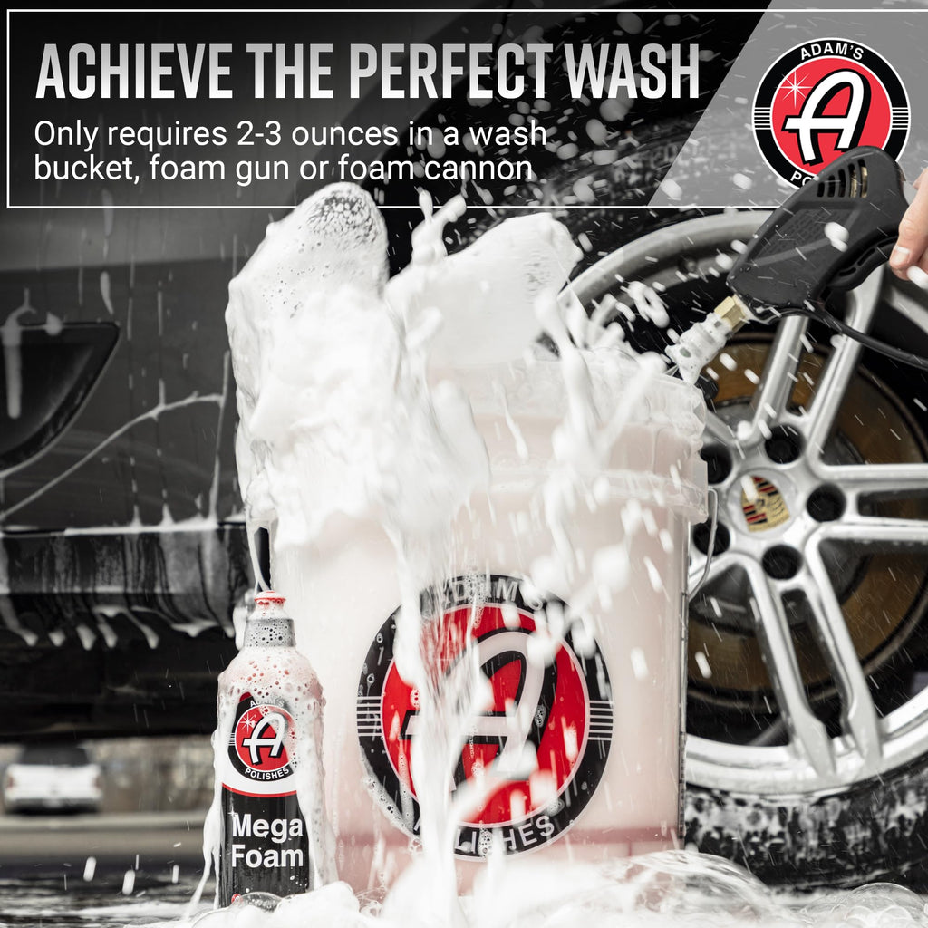 Adam’s Mega Foam (16oz) - pH Neutral Car Soap For Car Washing, Concentated For Wash Bucket, Foam Gun, Won't Strip Car Wax or Ceramic Coatings