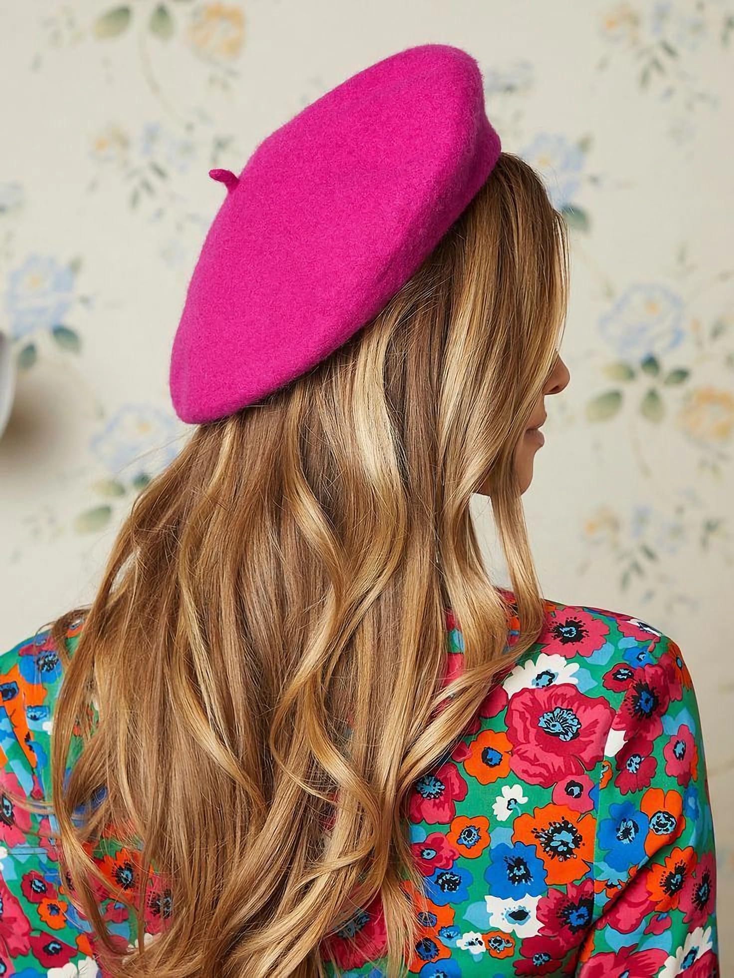 Women French Wool Beret Hats - Solid Color Classic Beanie Winter Cap