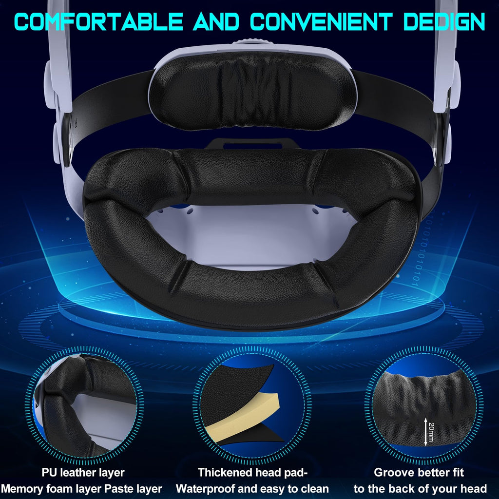 Hot-Swappable Battery Head Strap for Quest 2/Quest 3/3S, 15000mAH Detachable Battery, Extra 6-8 Hours Playtime, Double Knobs, Soft Cushion, Reduces Head Pressure, with One Charging Dock
