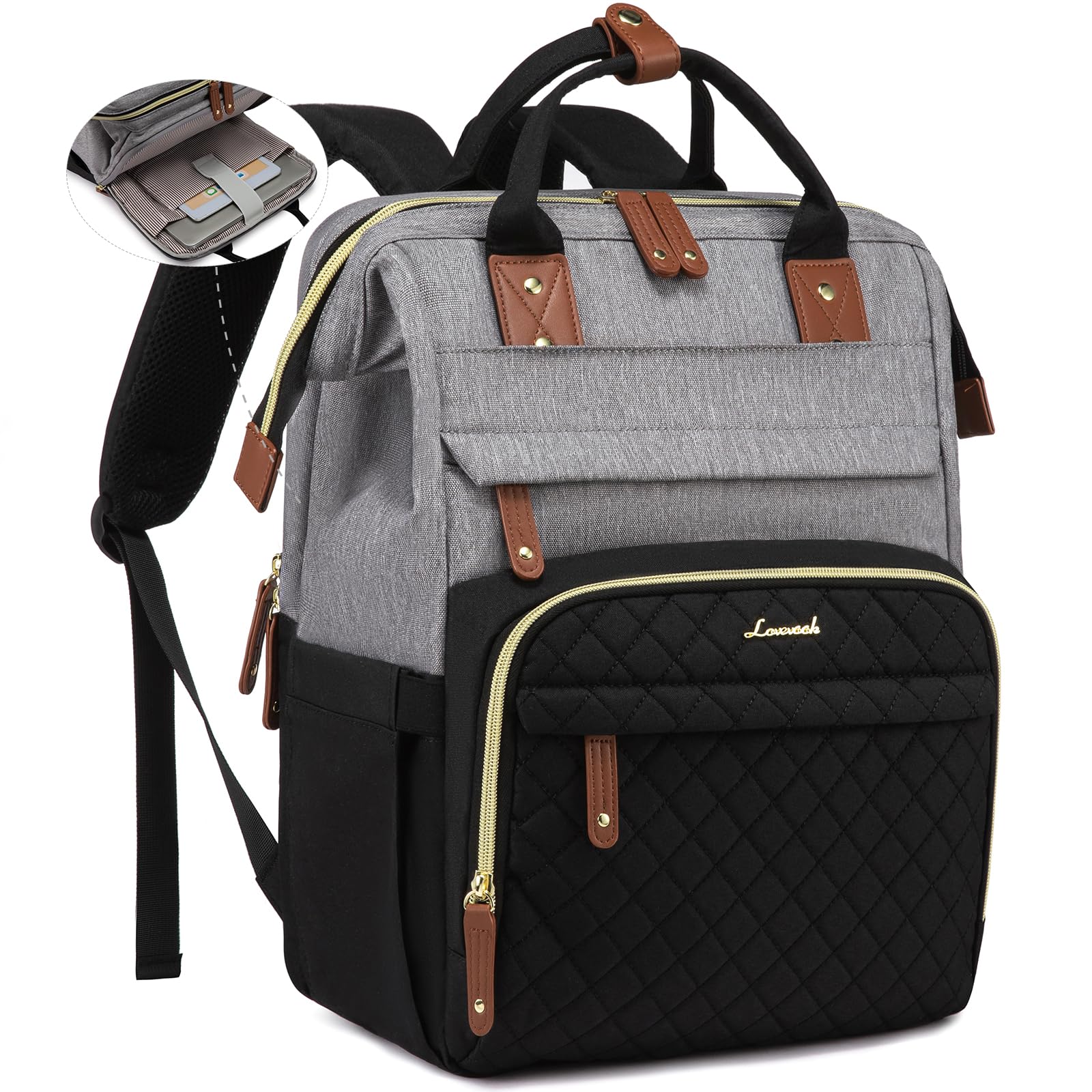LOVEVOOK Laptop Backpack for Women, 15.6 inch Waterproof Nurse Bag Teacher Work Backpack Purse for Women, Travel Computer Backpack for College Office Business Ladies