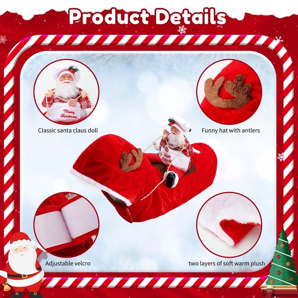 BWOGUE Santa Dog Costume Christmas Pet Clothes Santa Claus Riding Pet Cosplay Costumes Party Dressing up Dogs Cats Outfit for Small Medium Large Dogs Cats