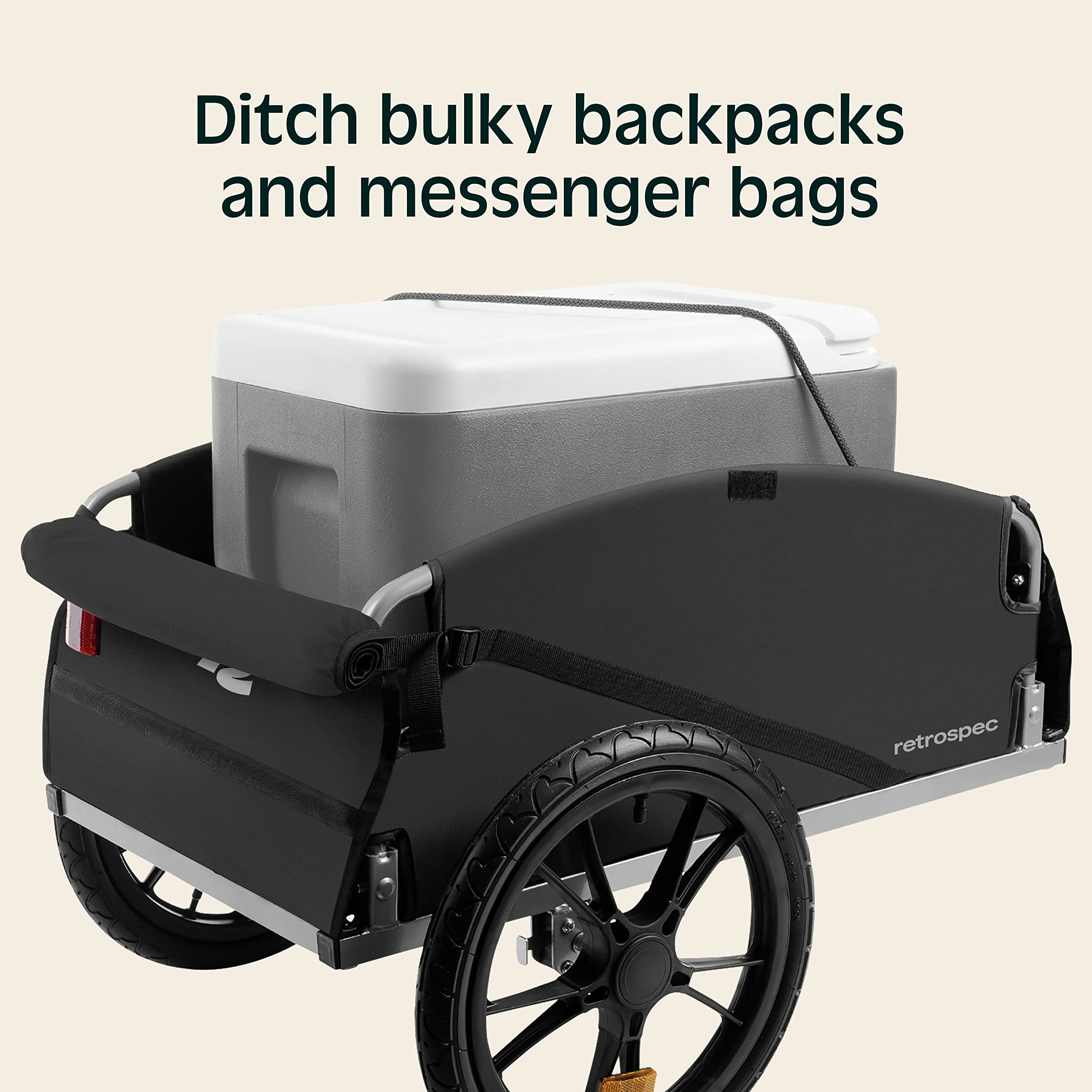 Retrospec Rover Hauler Bike Cargo Trailer - Foldable Frame with Weather-Resistant Fabric & 80lb Capacity - Universal Bike Trailer for 20-29in Wheels - Includes Safety Flag & D-Ring Anchors