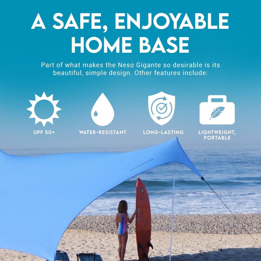 Neso Gigante Portable Beach Tent Sun Shelter - Lightweight Beach Shade Canopy - Easy Setup for Family Outings - Patented Reinforced Corners - UPF 50+ - 8ft Tall, 11 x 11ft - Save The Whales