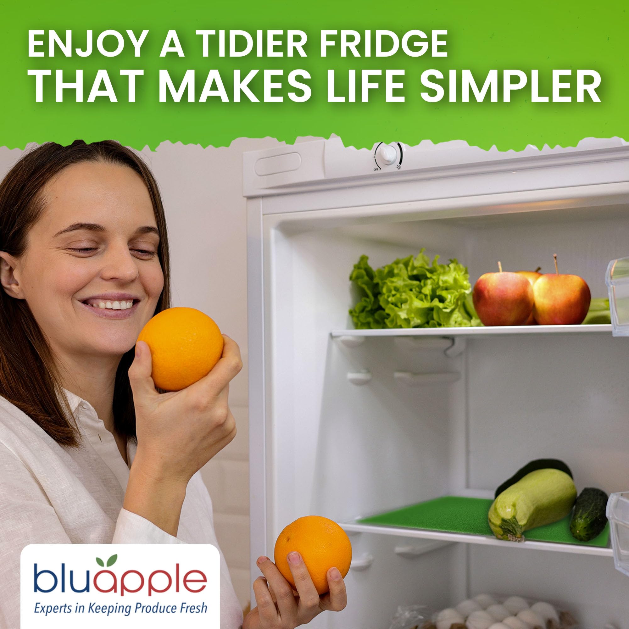 Bluapple FreshMats, Refrigerator Bin Liner, Fridge Drawer Mats, Crisper Life Extender Liner Keeps Produce Fresh Longer, Anti-Bruising, for Air Circulation, Washable & Reusable (4-Mats, 12x15, Black)