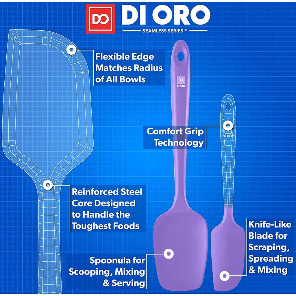 DI ORO Silicone Spatula Set - Rubber Kitchen Spatulas for Baking, Cooking, & Mixing - 600°F Heat-Resistant & BPA Free Silicone Scraper Spatulas for Nonstick Cookware - Dishwasher Safe (5pc, Black)