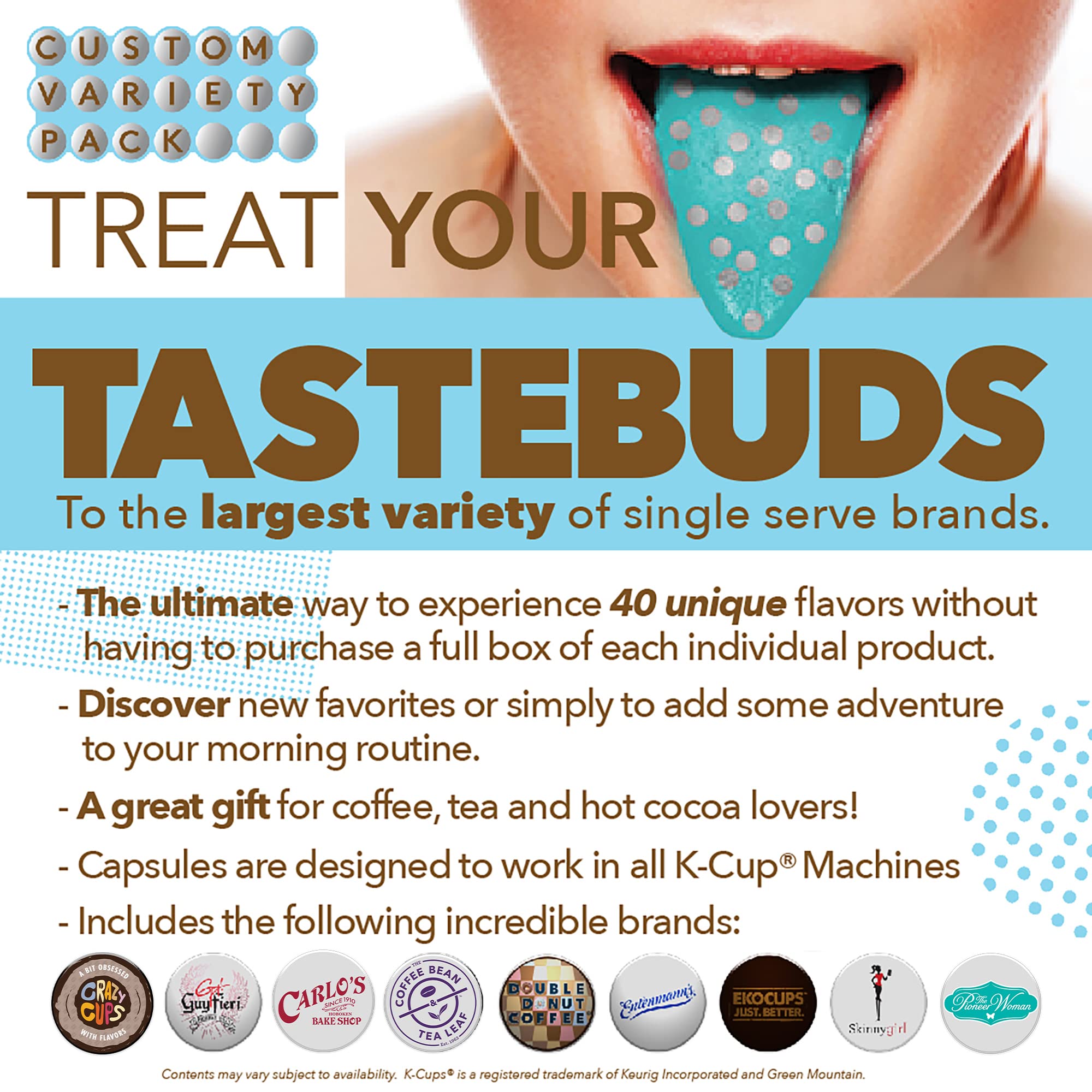 Coffee Variety Sampler, Including Dark Roast, Medium Roast, & Flavored Coffee Pods Variety Pack for Keurig K Cups Machines, Perfect Gift Set, 40 Count(Pack of 1)