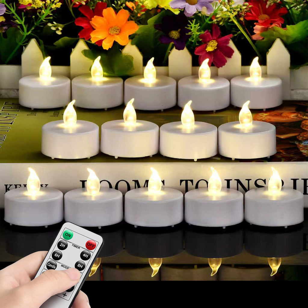 Tea Light Candles with Remote Control,Flickering Flameless LED Candle,Long Lasting 400+Hours,Battery Operated with Timer for Home Decoration Seasonal &Festival Celebration Warmyellow (5pcs)