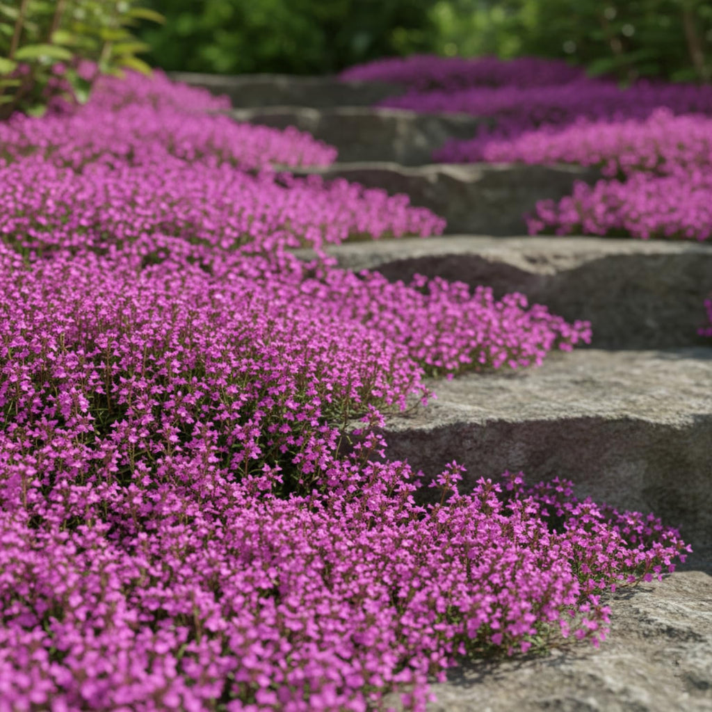 20,000+ Creeping Thyme Seeds Ground Cover, Flower Seeds for Planting, Thymus Serpyllum Perennial for Rock Garden, Garden Path, Border and Sunny Areas (Hot Pink)