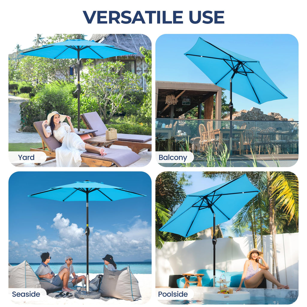 SUNVIVI OUTDOOR Outdoor Patio Umbrella, Patio Umbrella, Market Umbrella, Large Outdoor Umbrella, Metal Pole Umbrella with Push Button Tilt and Crank, Polyester Canopy