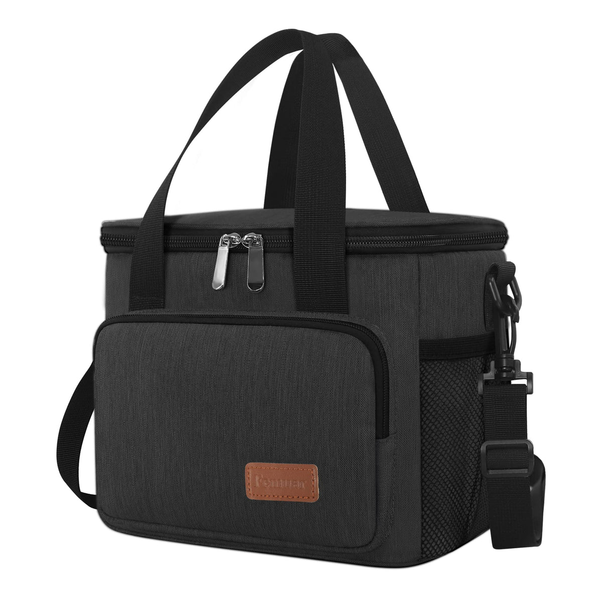 Femuar Lunch Bags for Women/Men, Insulated Lunch Bag for Work Office Picnic - Large Lunch Cooler Bag Leakproof Lunch Box with Adjustable Shoulder Strap for Adults - Grey (15L)