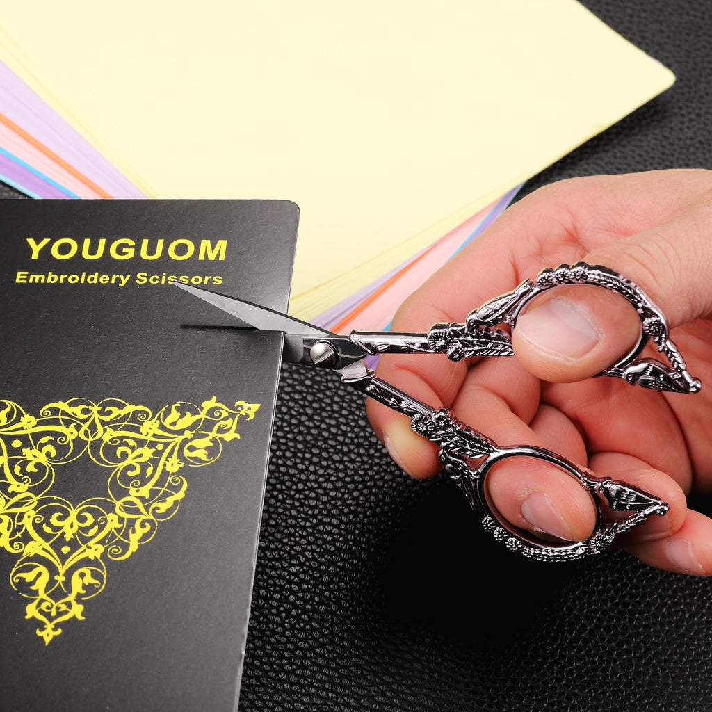 YOUGUOM Small Craft Scissors, Little Travel Sharp Embroidery Scissors All Purpose, Straight Tips Mini Sewing Shears, Precision Detail Thread Cutting Snips
