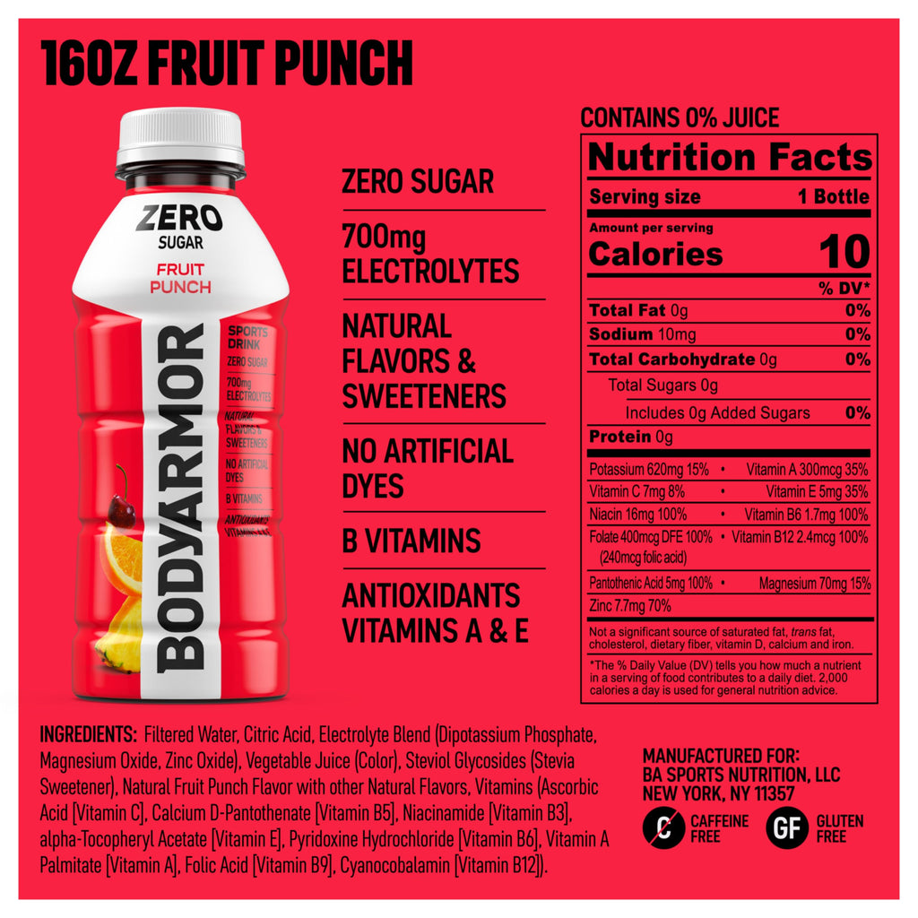 BODYARMOR Lyte Sports Drink Low-Calorie Beverage, Blueberry Pomegranate, Coconut Water Hydration, Natural Flavors with Vitamins, Potassium-Packed Electrolytes, 16 Fl Oz (Pack of 12)