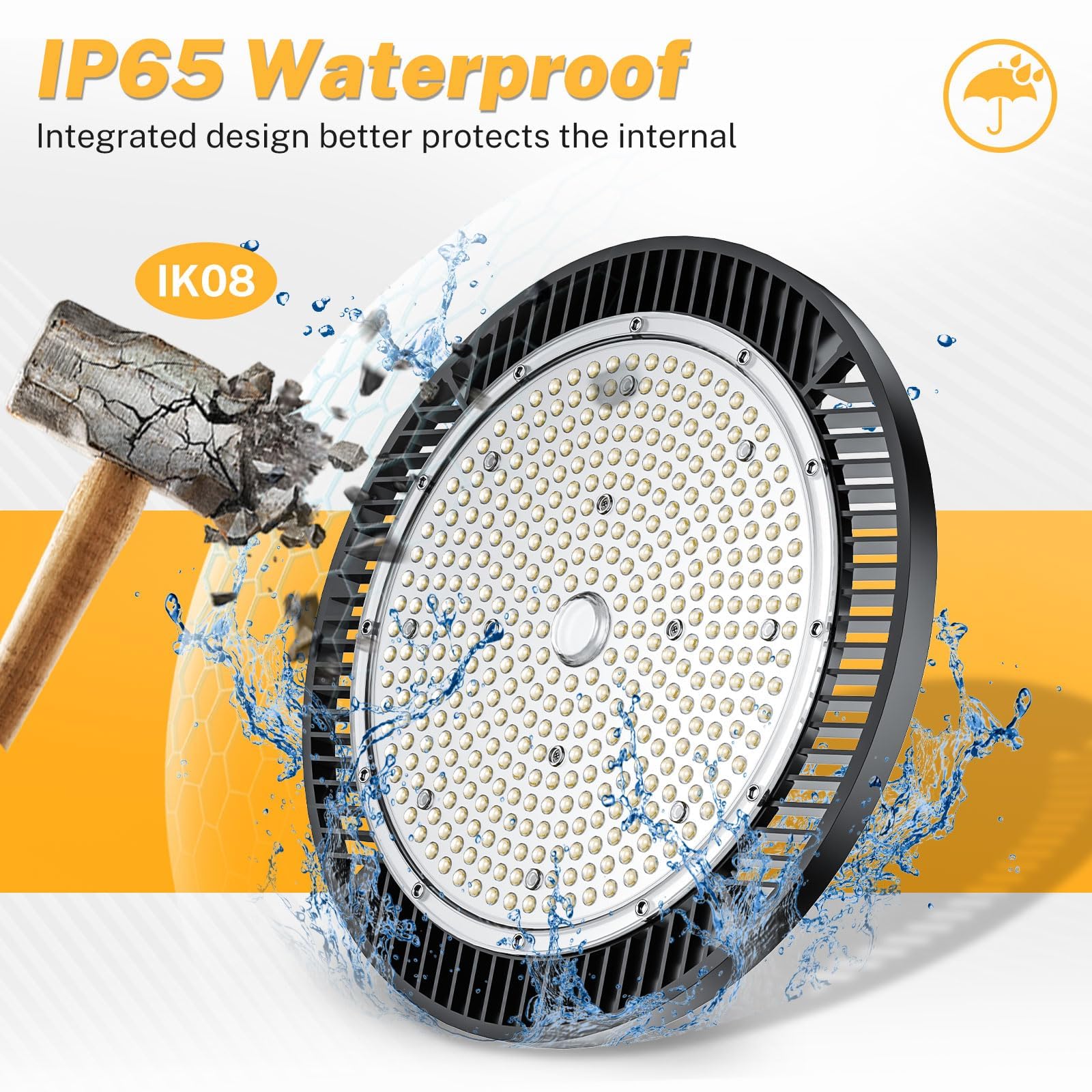 200W LED High Bay Lights UFO 150lm/w 5000K AC100-277V IP65 Super Brightness Shop Lights Replaces 800W HPS for Warehouse Workshop Gym Garage Barn FCC Listed
