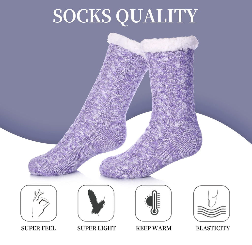SDBING Women's Winter Super Soft Warm Cozy Fleece Lined Fuzzy Slipper Socks with Grippers