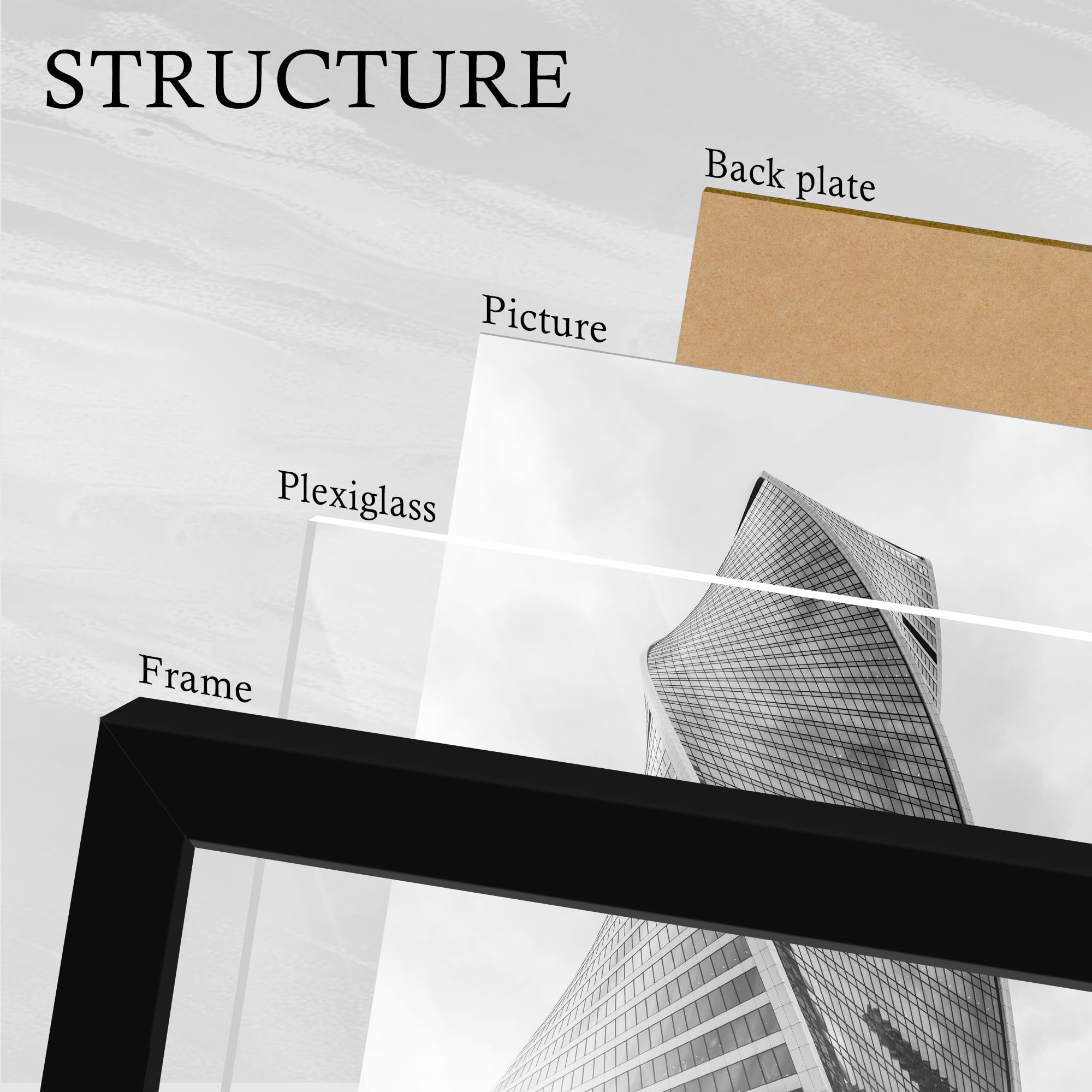 16x24 Black Frame 2 Pack, Engineered Wood for 24 x 16 in Poster | Horizontal or Vertical Wall Mounting, 24x16 Poster Frames for Gallery, Office, and Home Decor