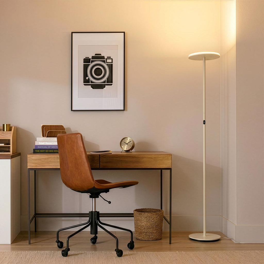 Brightech Sky LED Floor lamp, Torchiere Super Bright Floor Lamp for Living Room Decor & Office - Dimmable, Tall Standing Lamp with Warm Light for Bedroom & Reading - Bronze