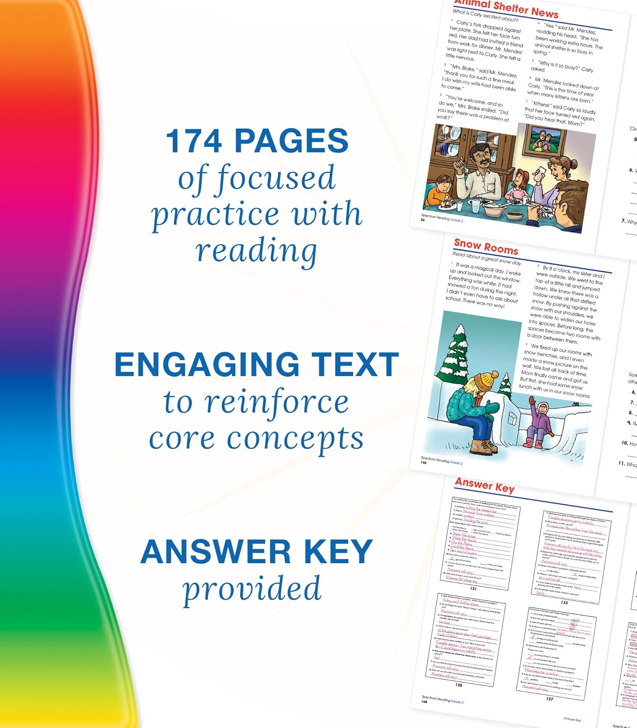 Spectrum 2nd Grade Reading Comprehension Workbooks, Spectrum Grade 2 Nonfiction and Fiction Reading Comprehension, Story Structure, Main Ideas, and Critical Thinking Skills