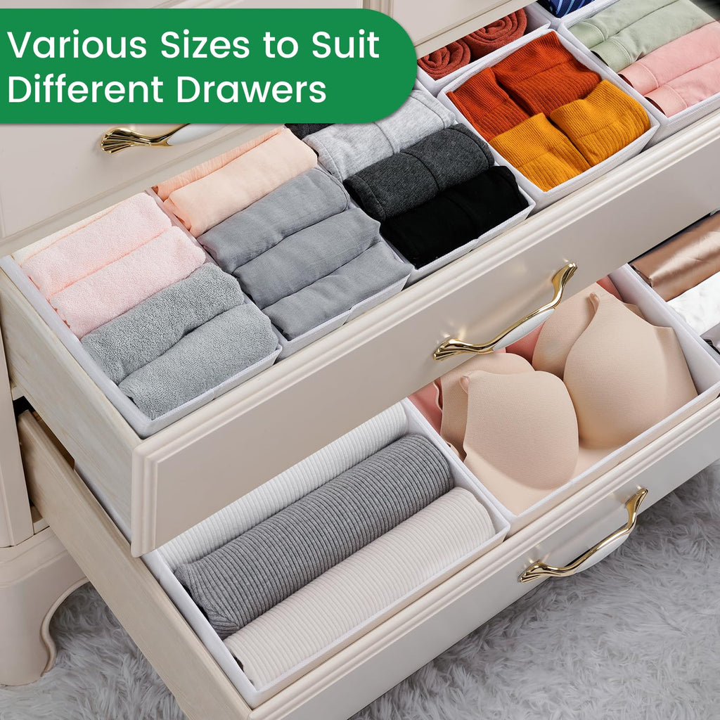 Criusia Drawer Organizer Clothes, 8 Pack Underwear Drawer Organizer, Foldable Cloth Storage Box Closet Organizers and Storage for Clothes, Socks, Scarves, Ties (Beige)