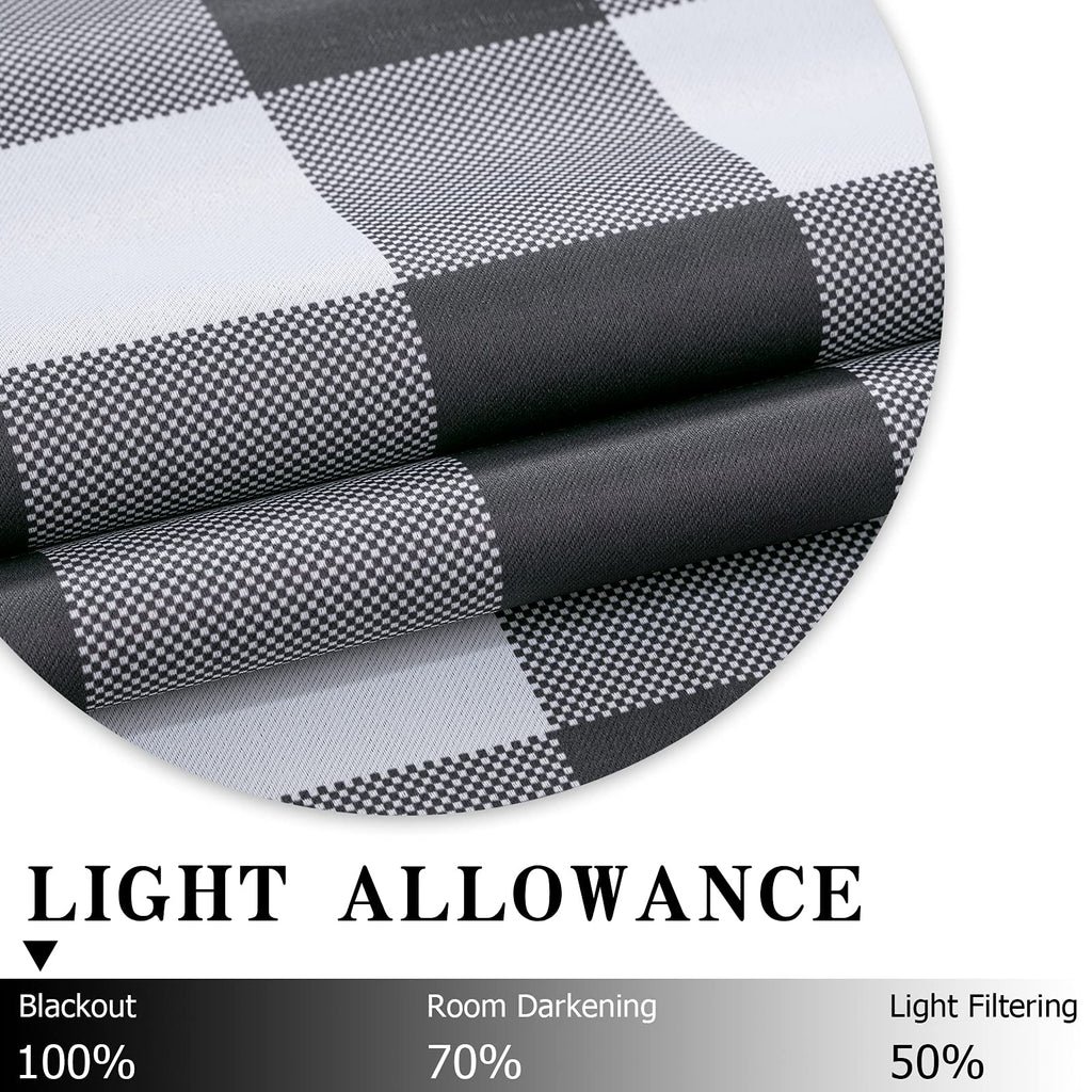 MIULEE Buffalo Plaid Curtains for Farmhouse Bedroom, Blackout Window Drapes with Grommets for Living Room Darkening Light Blocking and Thermal Insulated Set of 2 Panels, W 52" x L 63" Black and White