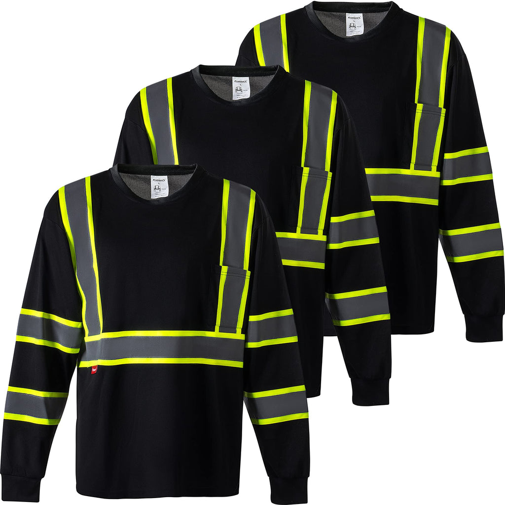 ProtectX High Visibility Long Sleeve Shirts Reflective Hi Vis Safety Shirt for Men Women Class 2-3 Construction Shirt 1 Pack