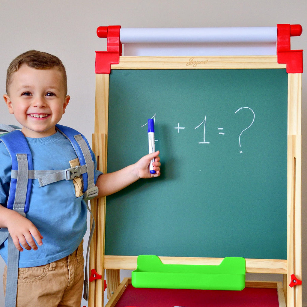JOYOOSS Easel for Kids Art Easel Kids Easels for Toddlers,Wooden Kid Easel with Paper Roll - Adjustable Magnetic Double Sided Kids Dry Erase Board,Birthday Gifts for 1-12 Year Old Girls or Boys Blue