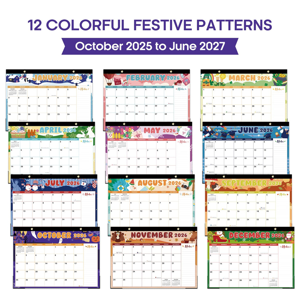 Desk Calendar 2026-2027, 21-Month Calendar Runs Until June 2027, Large 17" x 12" Monthly Desktop & Wall Calendar for Home & Office - Floral