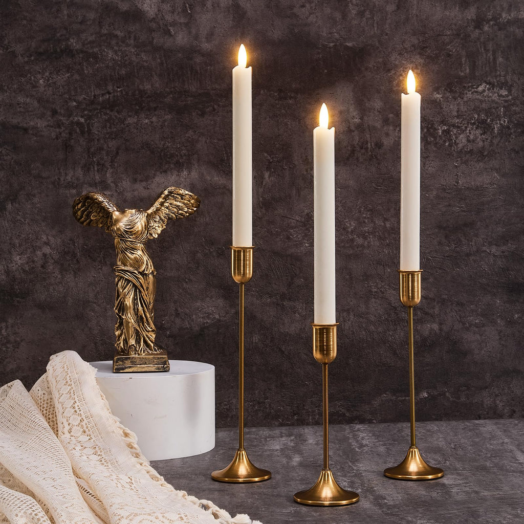 Black Hurricane Glass Candle Holders Set of 3, Tall Metal Taper Candle Stick Holder, Clear Candlestick Holders, Table Centerpieces Decor for Dining Dinner, Weddings, Christmas Fireplace Decorations