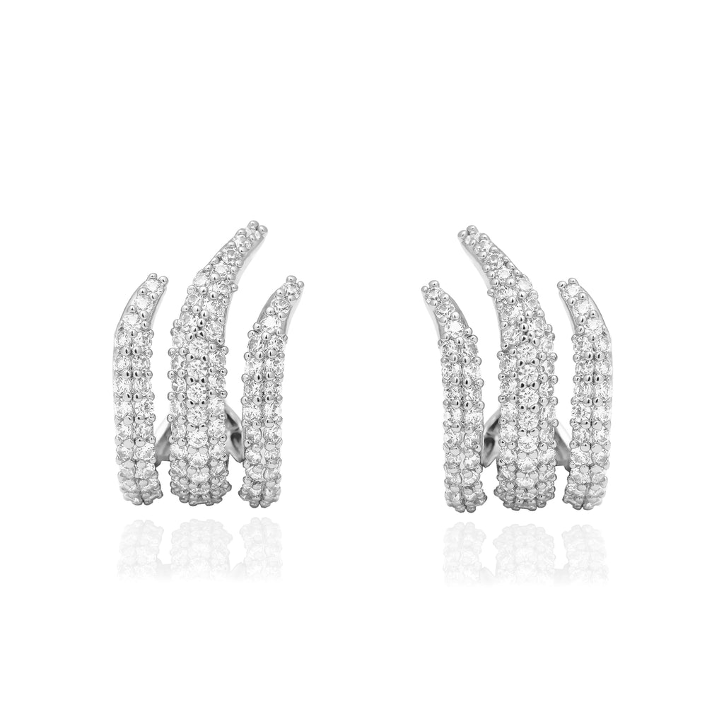 Obidos 14K Gold Plated Illusion Stud Earrings for Women | Triple Huggie Hoop Earrings for One Hole| Trendy Simple Hypoallergenic Fashion Accessories Gold Jewelry Gifts for Womens