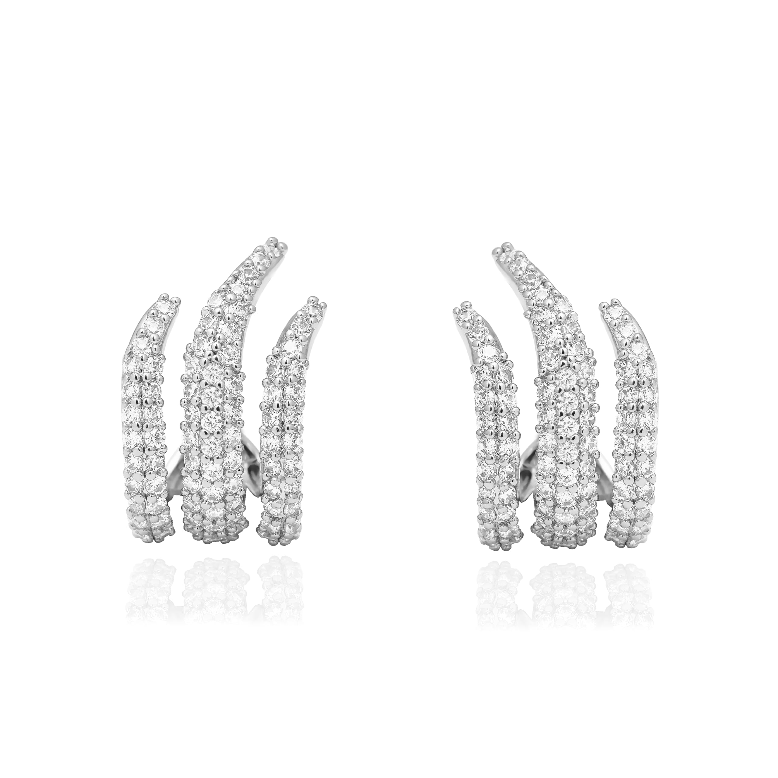 Obidos 14K Gold Plated Illusion Stud Earrings for Women | Triple Huggie Hoop Earrings for One Hole| Trendy Simple Hypoallergenic Fashion Accessories Gold Jewelry Gifts for Womens