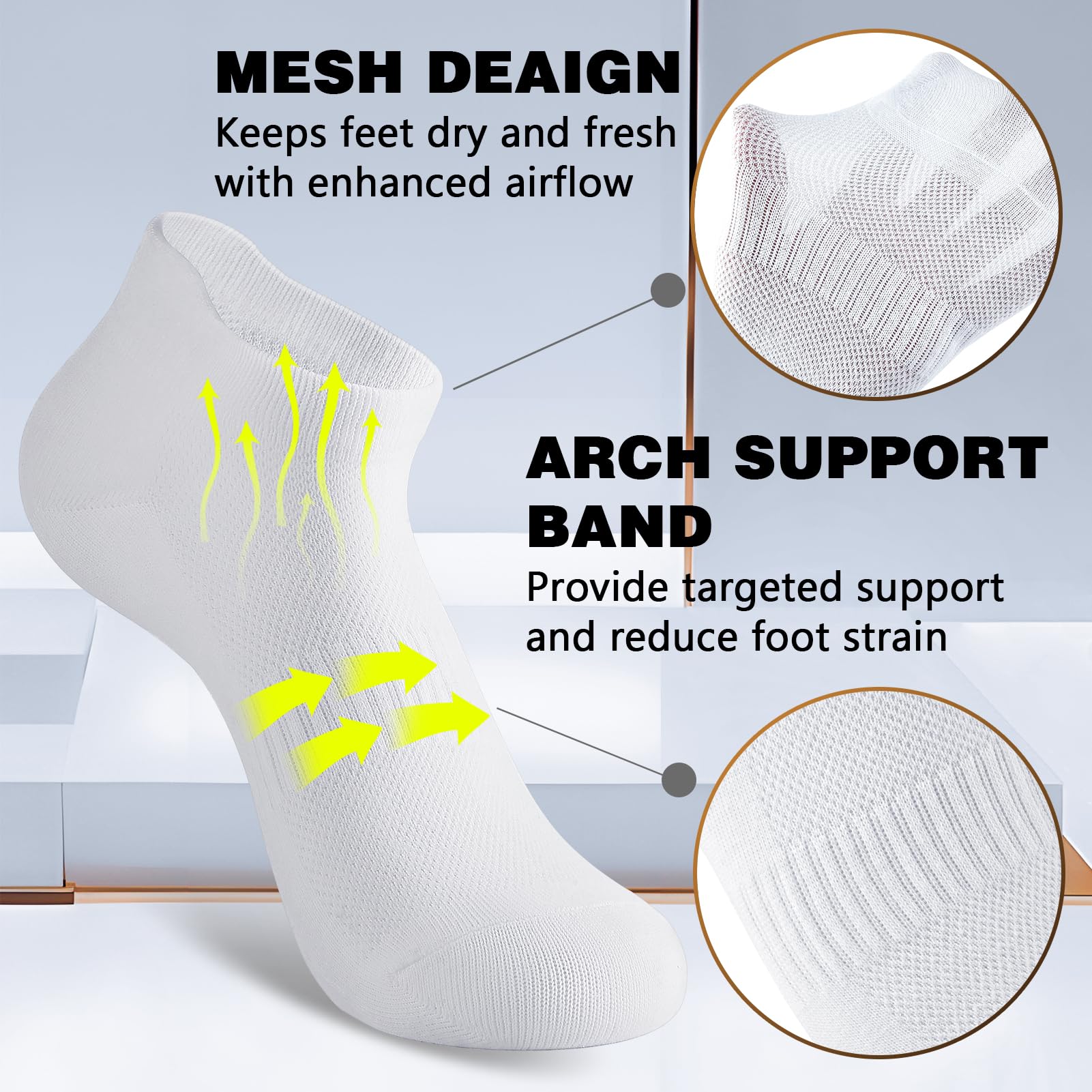 Walifrey Ankle Socks for Women, 6 Pairs Low Cut Athletic Socks for Women Running