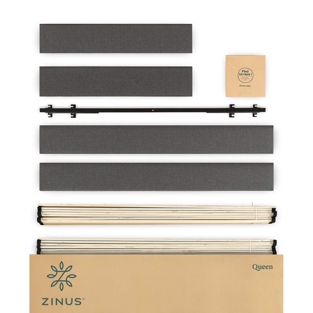 Zinus Curtis Upholstered Platform Bed Frame, Mattress Foundation, Wood Slat Support, No Box Spring Needed, Eco Friendly WonderBox (TM) Packaging, Dark Grey, Full
