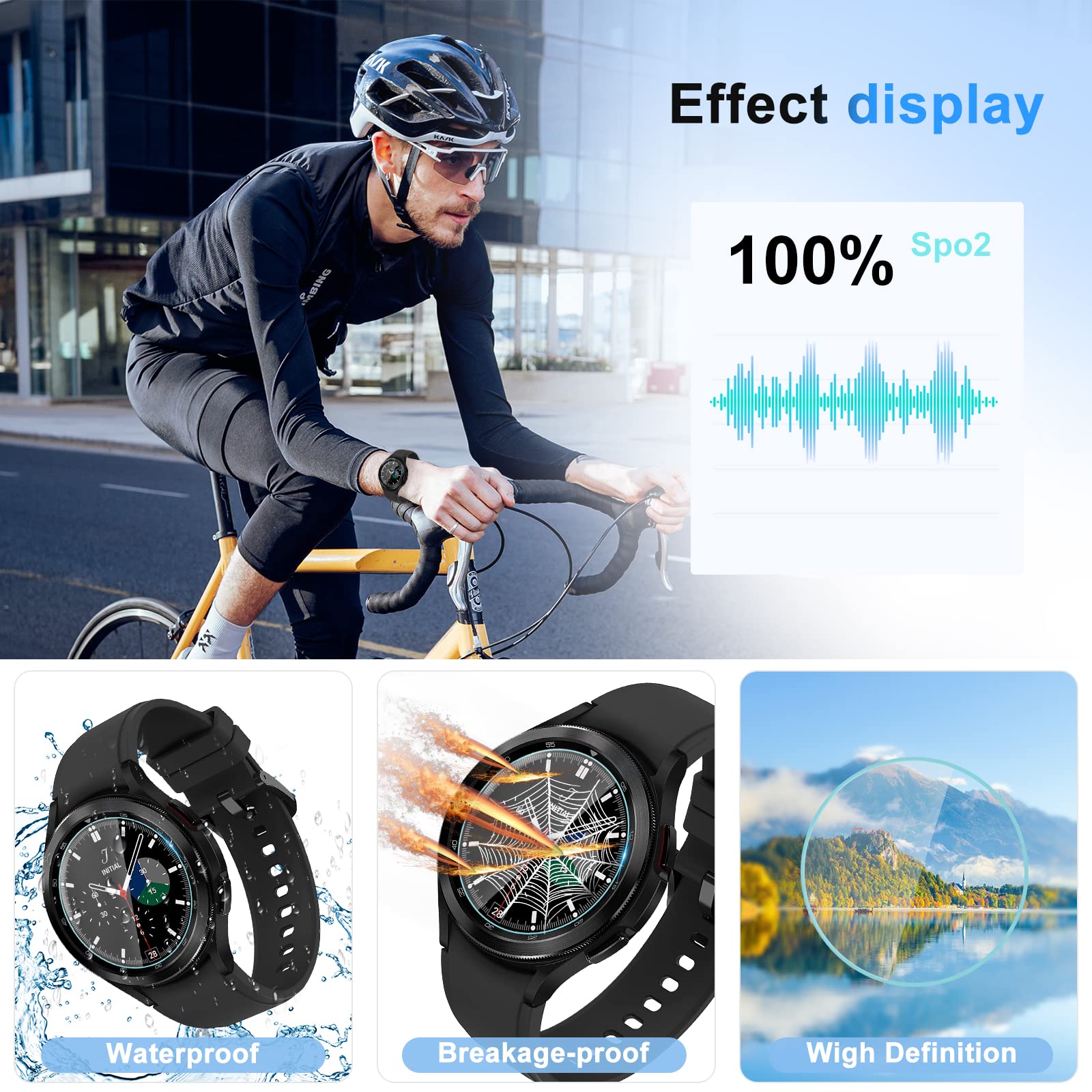 Suoman 4-Pack for Samsung Galaxy Watch 4 Classic 46mm Tempered Glass Screen Protector for Galaxy Watch 4 Classic 46mm Smartwatch [2.5D 9H Hardness] [Anti-Scratch]
