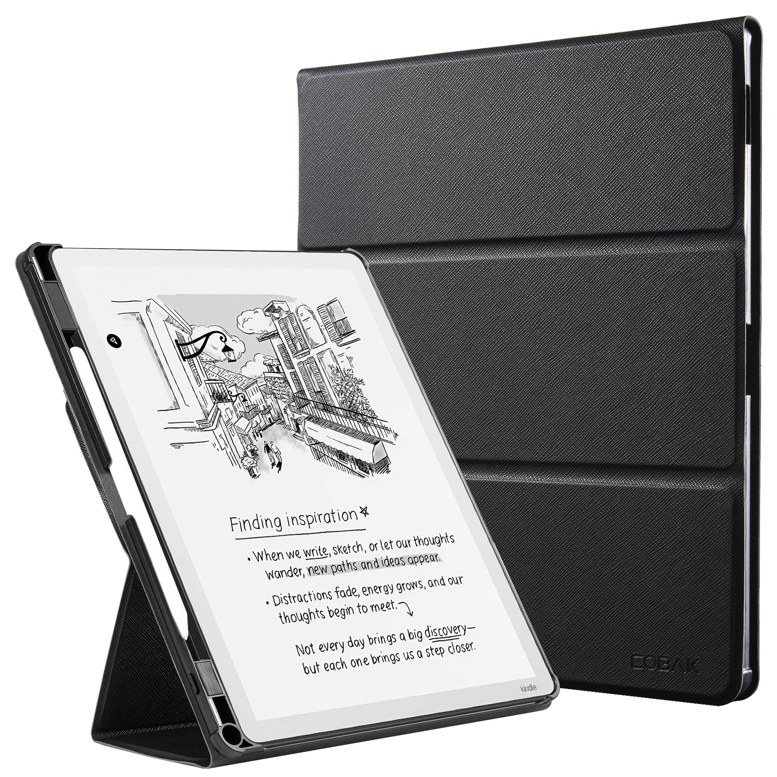 CoBak Stand Case for Kindle Scribe - Premium Folio Leather Cover with Pen Holder, Auto Sleep/Wake - Compatible with 10.2 Inch Kindle Scribe (2022/2024 Release)
