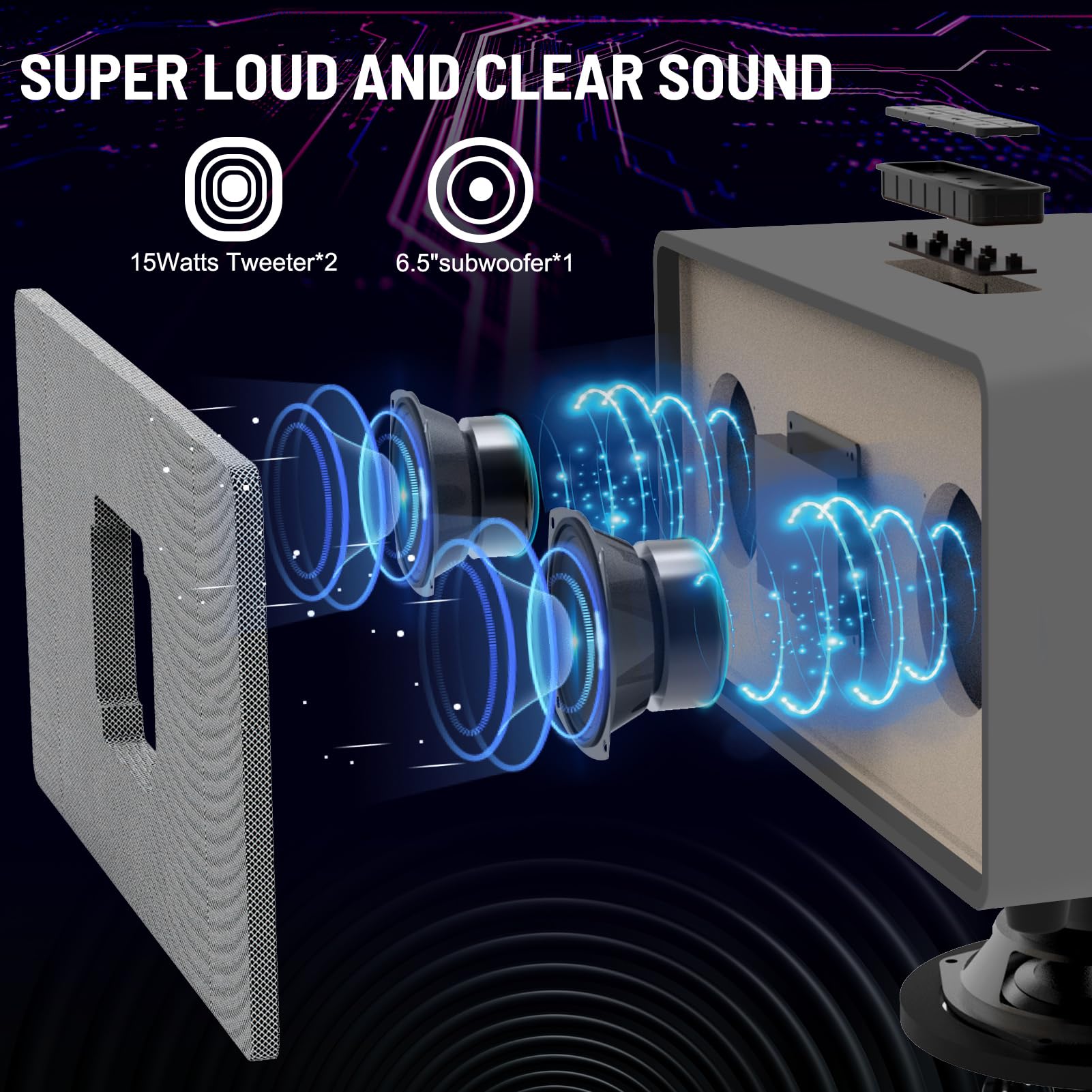 RHM K222 Karaoke Machine for Smart TV with Optical Input–Ultra-Low Latency, 3-Mic Support, 90FT Range, 70W Rich Stereo Sound, Voice Beautifier, Bluetooth/RCA, Perfect for Family Parties